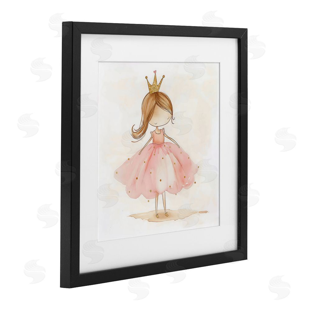 Creative Studio Little Princess with Crown Black Framed Print Under Glass Wall Art