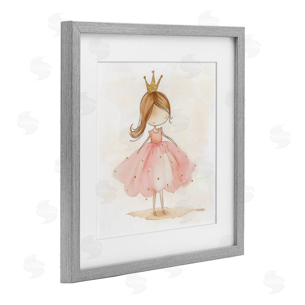 Creative Studio Little Princess with Crown Gray Framed Print Under Glass Wall Art