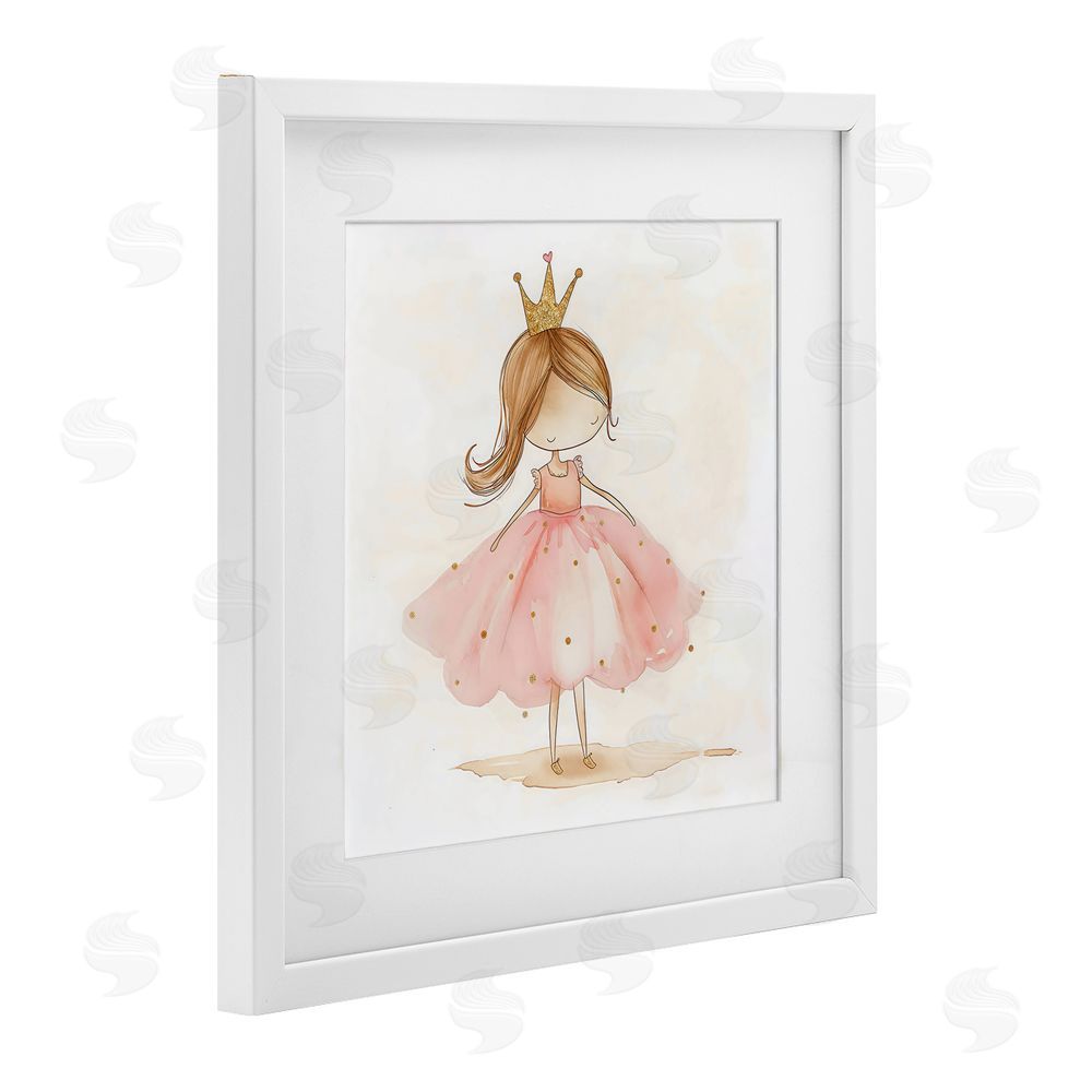 Creative Studio Little Princess with Crown White Framed Print Under Glass Wall Art
