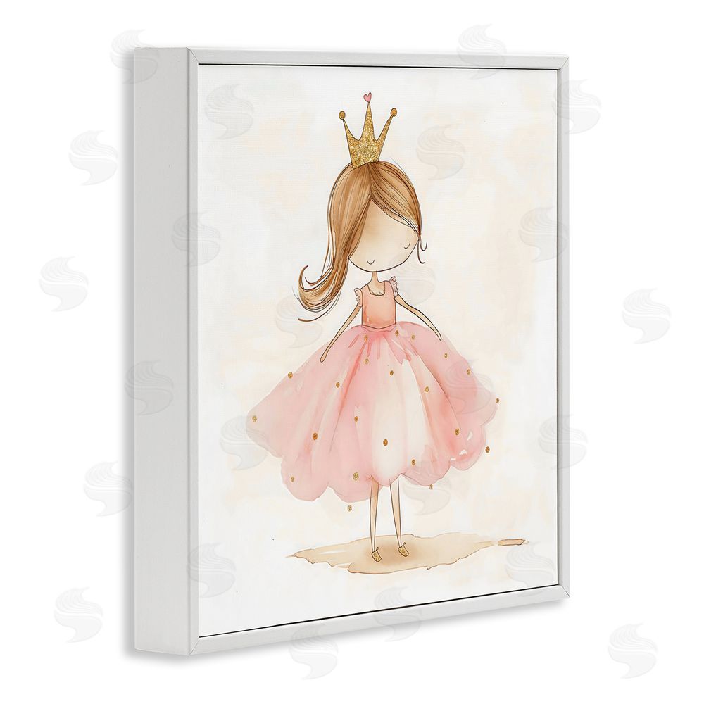 Creative Studio Little Princess with Crown White Framed Giclee Wall Art