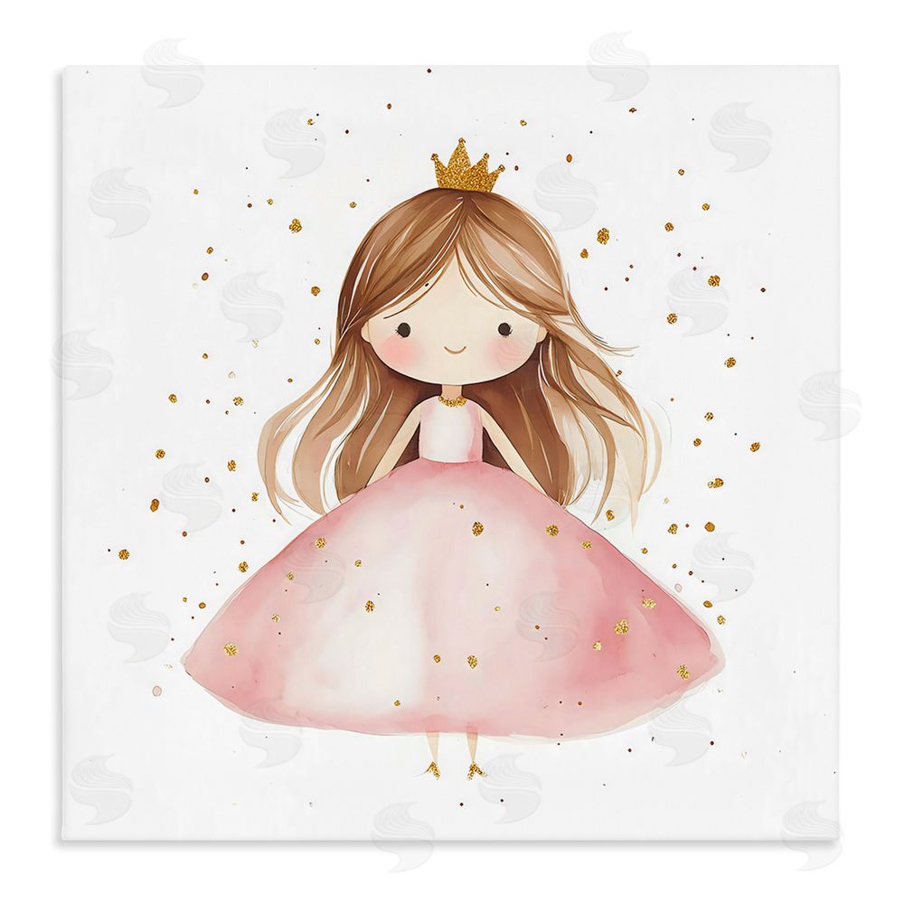Creative Studio Little Princess with Pink Gown Stretched Canvas Wall Art
