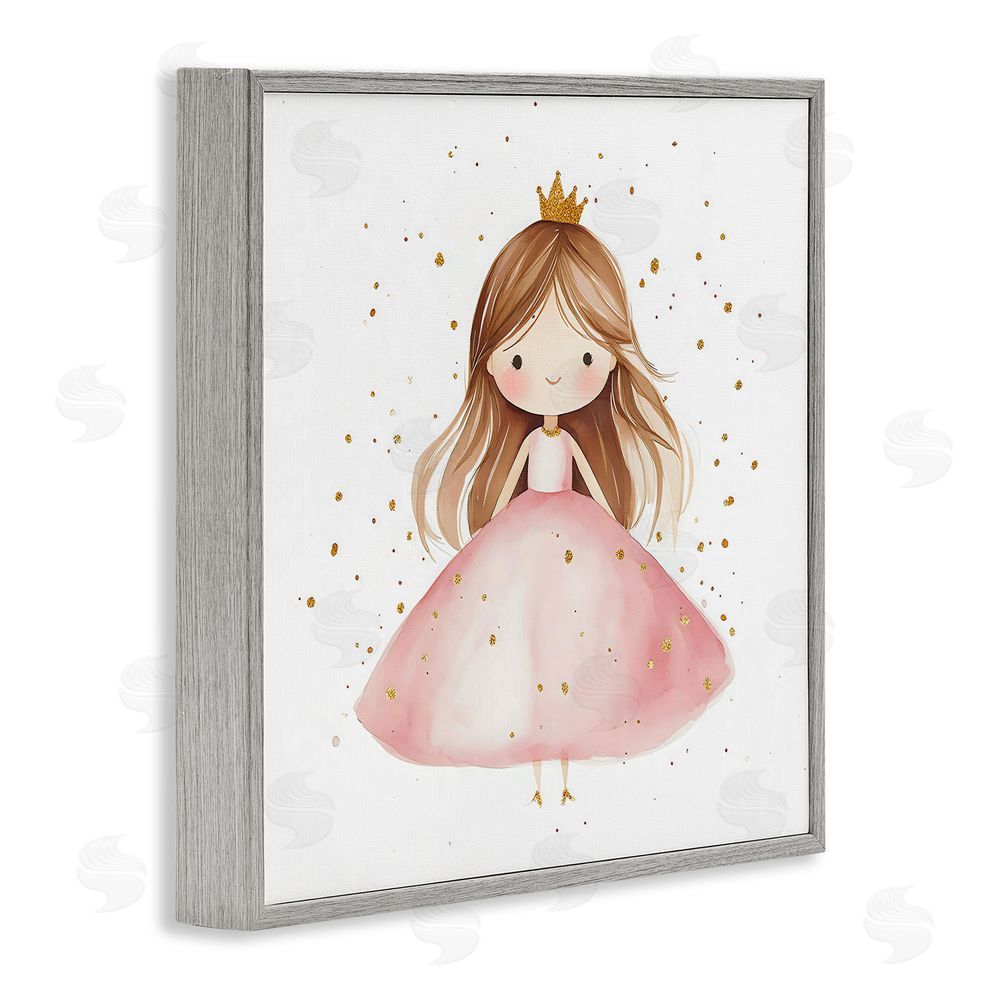 Creative Studio Little Princess with Pink Gown Gray Framed Giclee Wall Art
