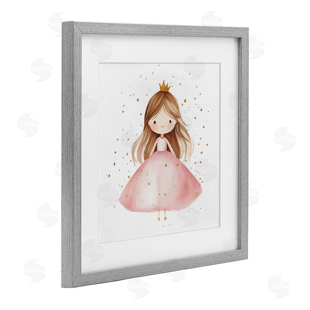 Creative Studio Little Princess with Pink Gown Gray Framed Print Under Glass Wall Art