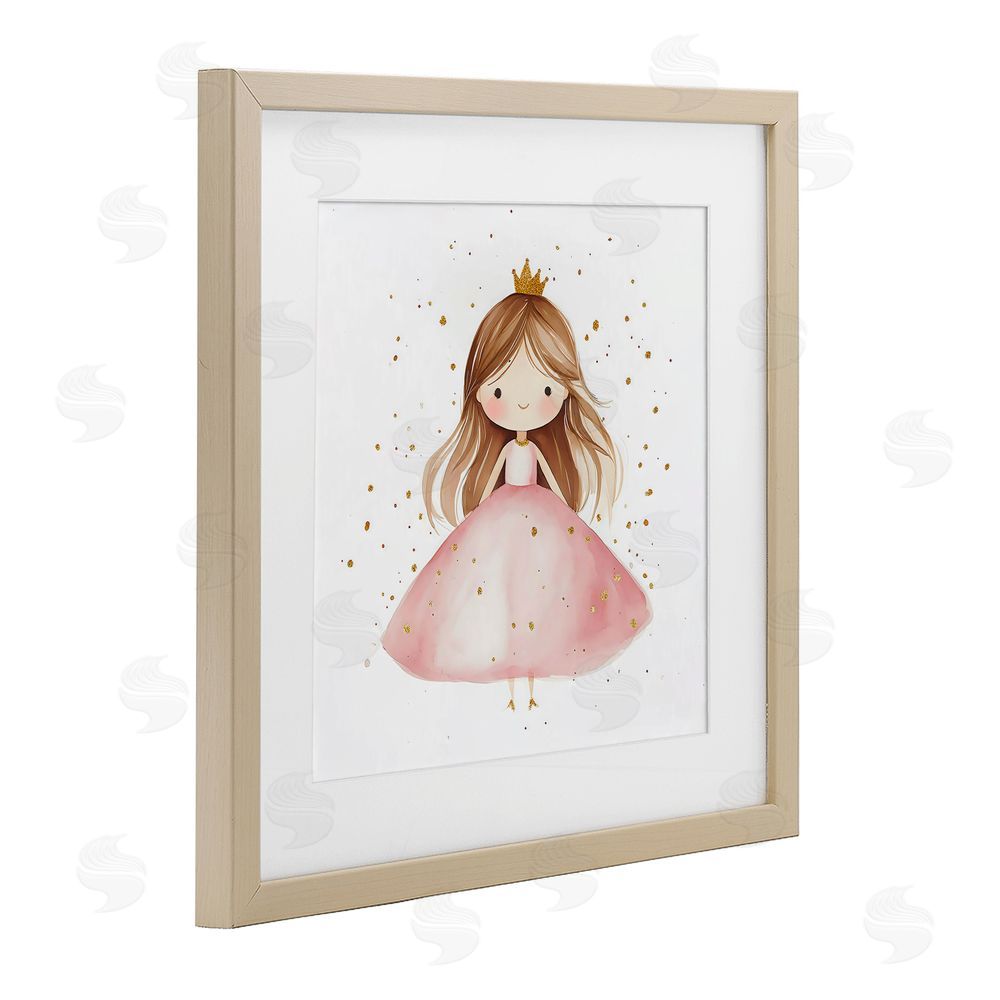 Creative Studio Little Princess with Pink Gown Brown Framed Print Under Glass Wall Art