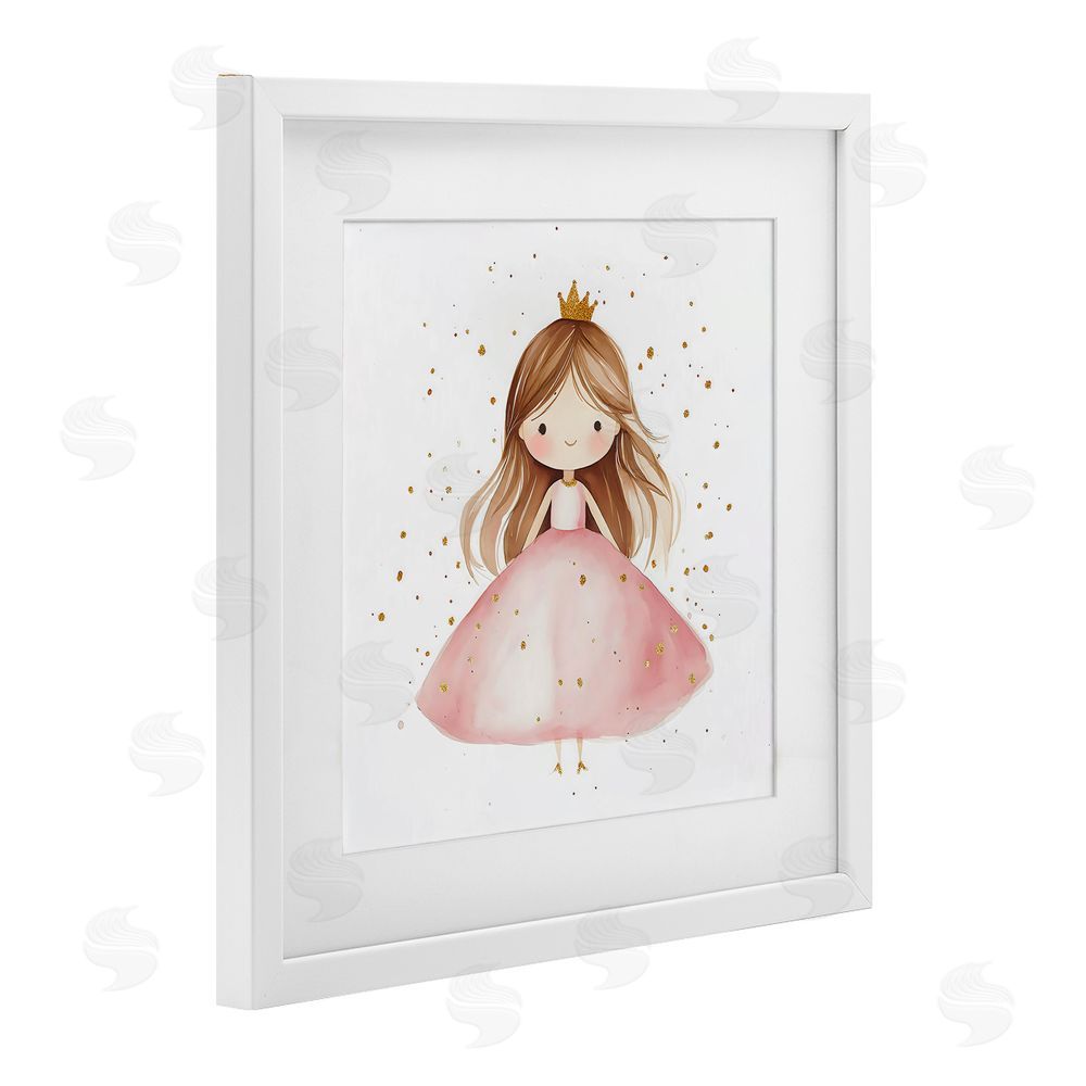 Creative Studio Little Princess with Pink Gown White Framed Print Under Glass Wall Art