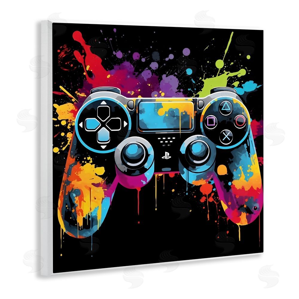 Creative Studio Paint Splash Game Controller Wall Plaque Home Decor Art Print