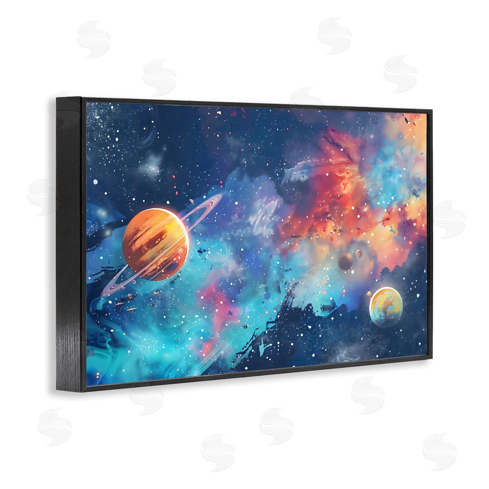 Creative Studio Nebula Dreams Scattered Planets Black Framed Giclee Wall Art