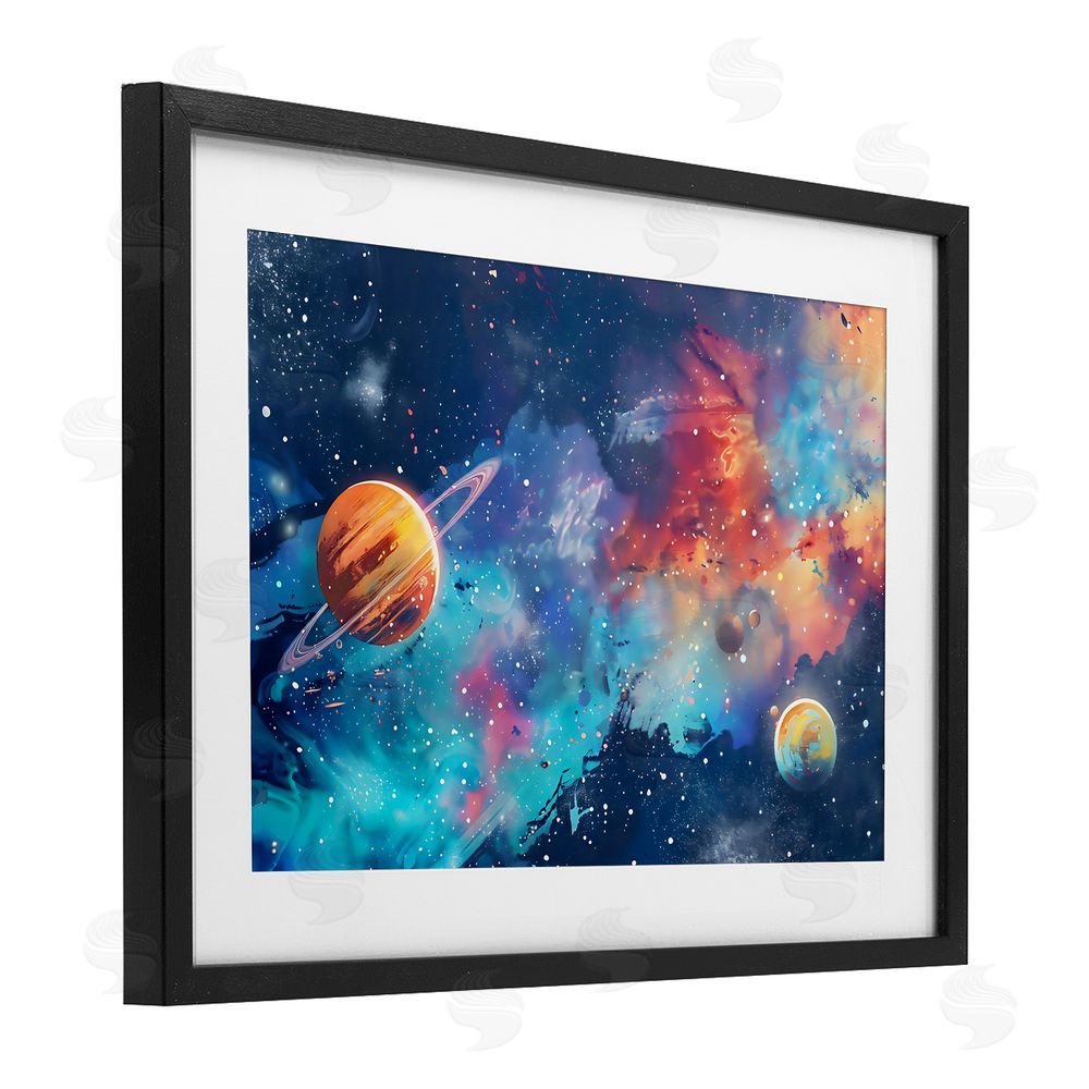 Creative Studio Nebula Dreams Scattered Planets Black Framed Print Under Glass Wall Art
