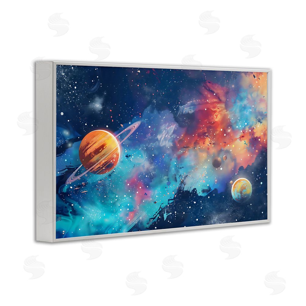 Creative Studio Nebula Dreams Scattered Planets White Framed Giclee Wall Art