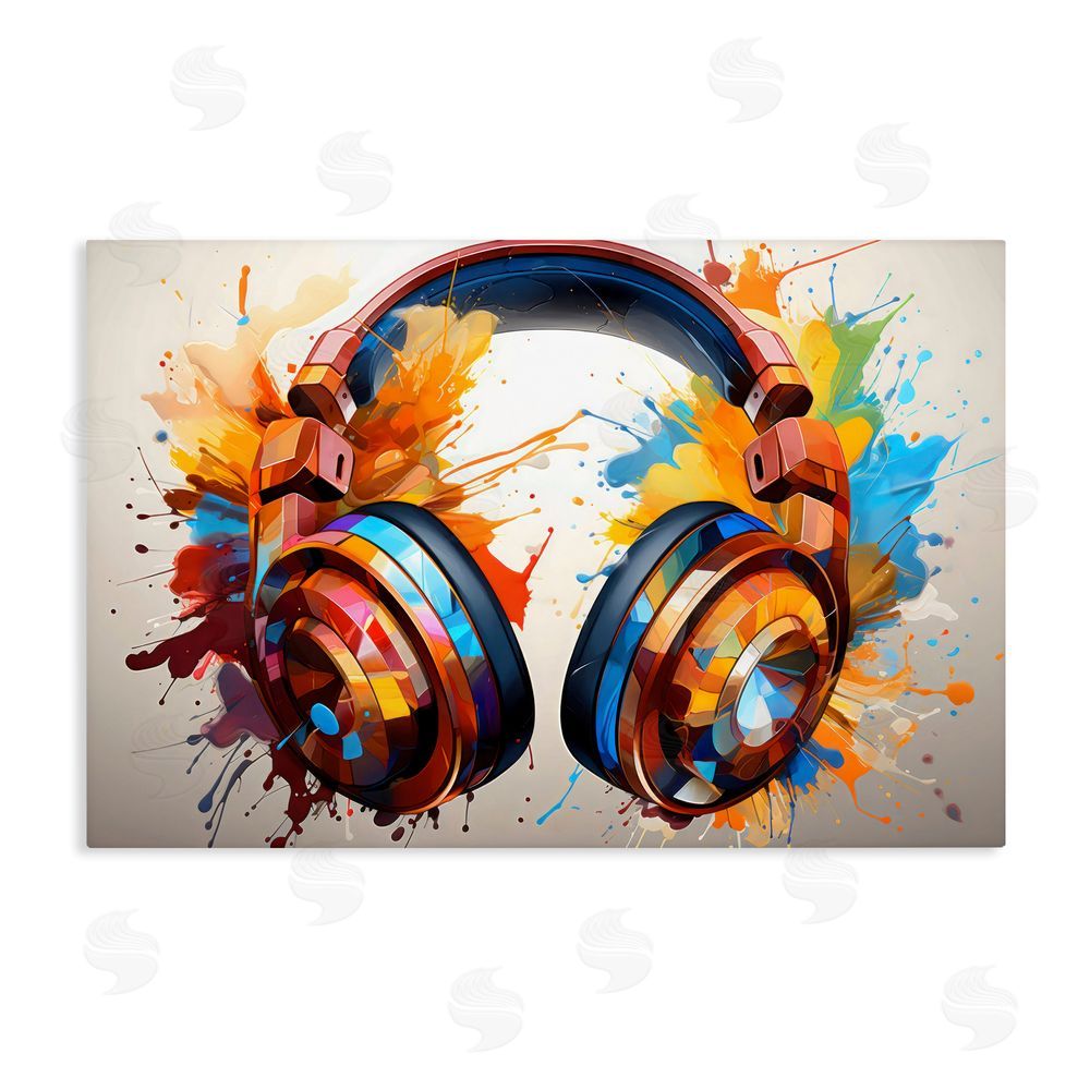 Creative Studio Music In Color Splatter Stretched Canvas Wall Art