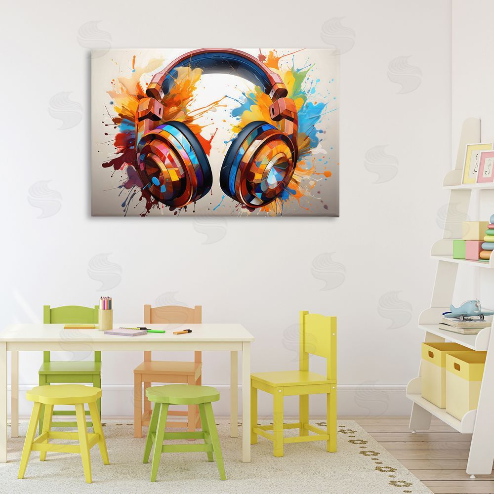 Creative Studio Music In Color Splatter Stretched Canvas Wall Art in Room