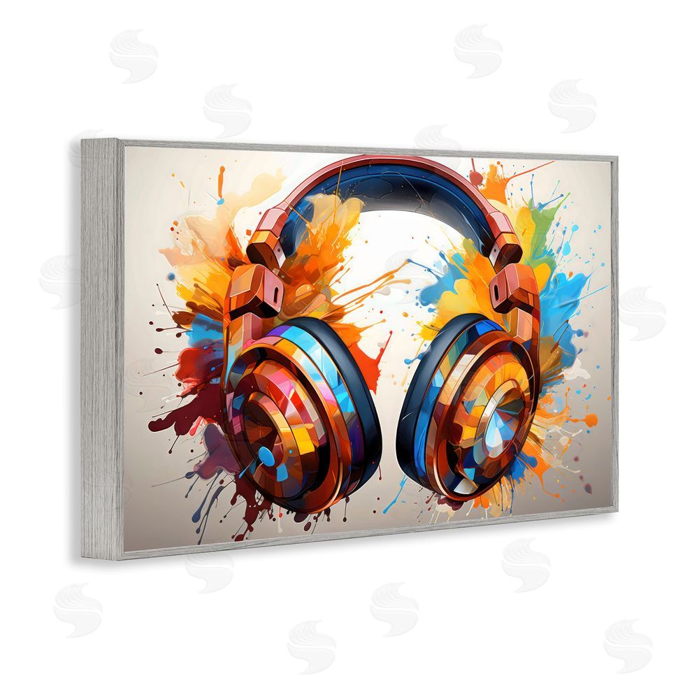 Creative Studio Music In Color Splatter Gray Framed Giclee Wall Art