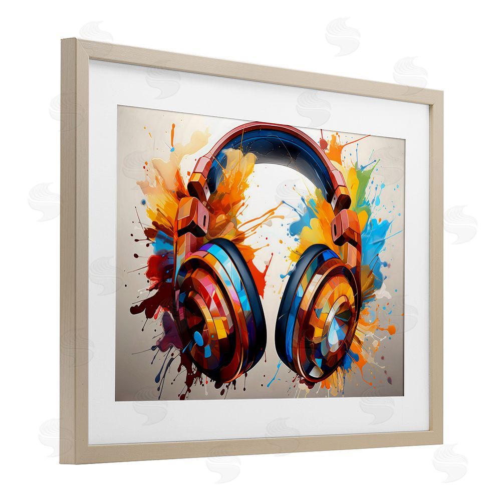 Creative Studio Music In Color Splatter Brown Framed Print Under Glass Wall Art
