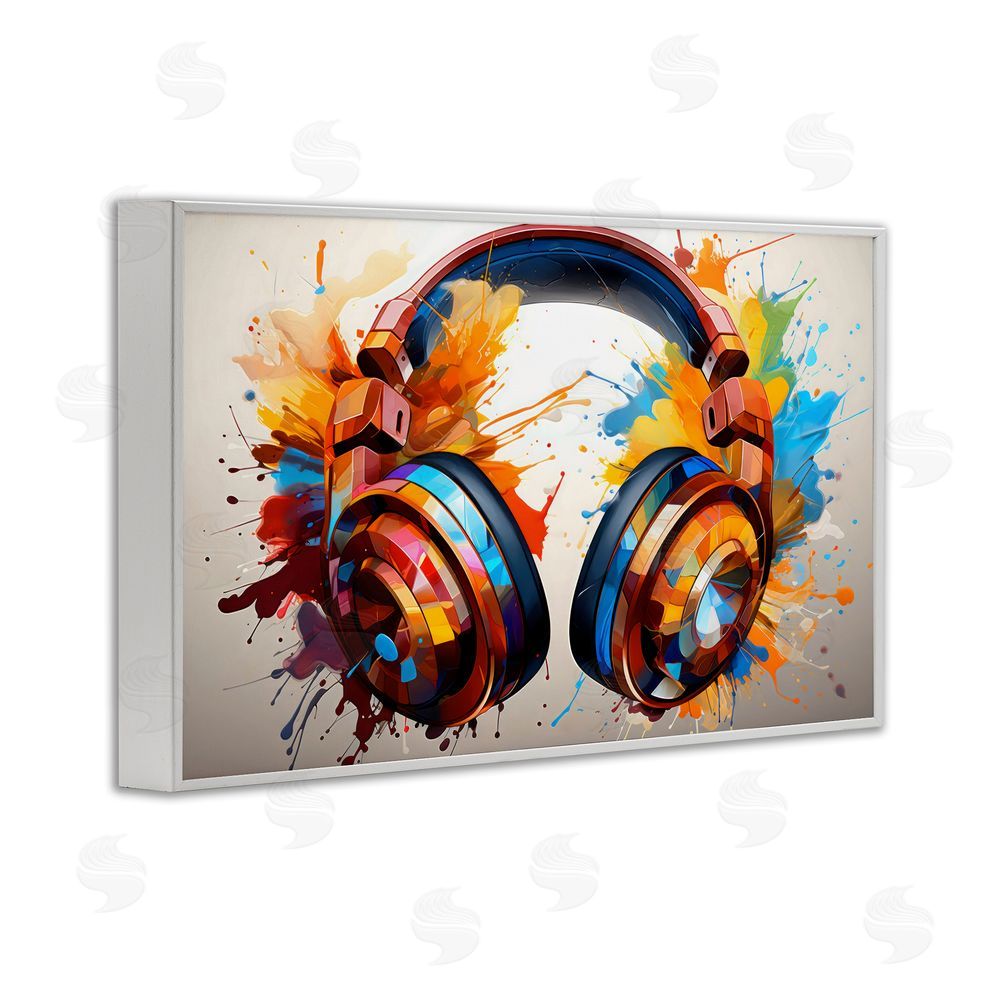 Creative Studio Music In Color Splatter White Framed Giclee Wall Art
