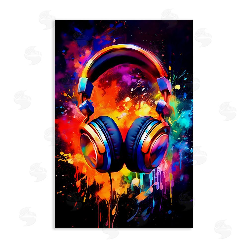 Creative Studio Musical Color Pop Splash Stretched Canvas Wall Art