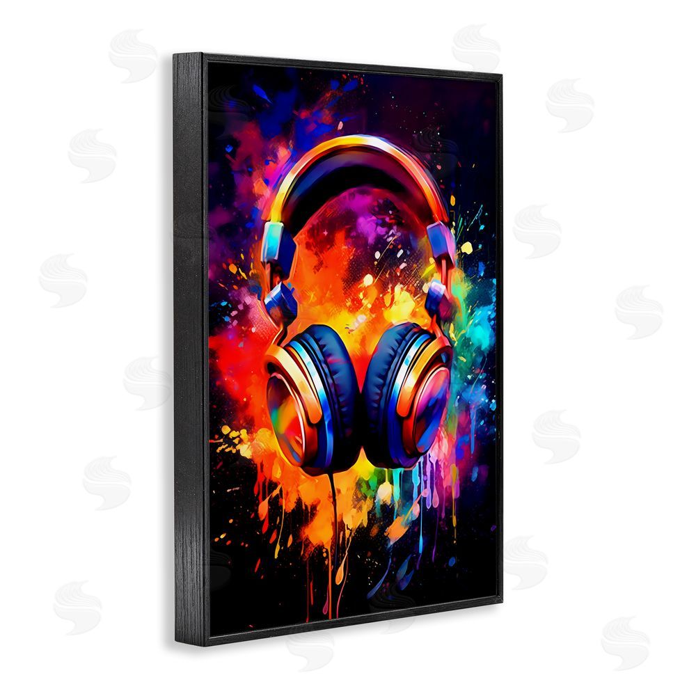 Creative Studio Musical Color Pop Splash Black Framed Giclee Wall Art