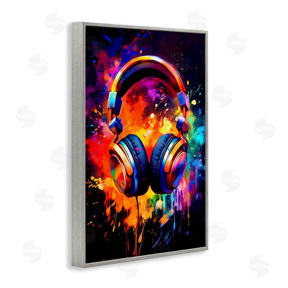 Creative Studio Musical Color Pop Splash Gray Framed Giclee Wall Art