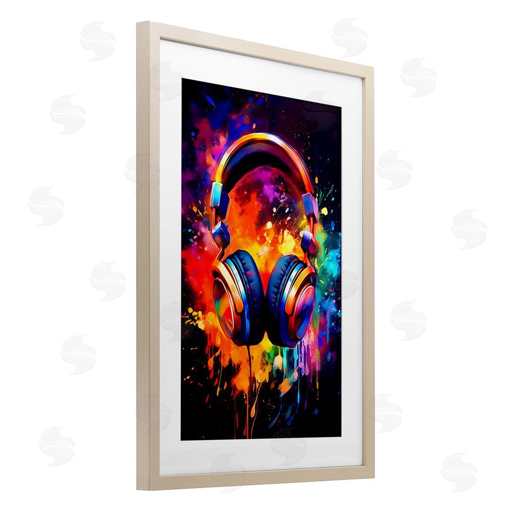Creative Studio Musical Color Pop Splash Brown Framed Print Under Glass Wall Art