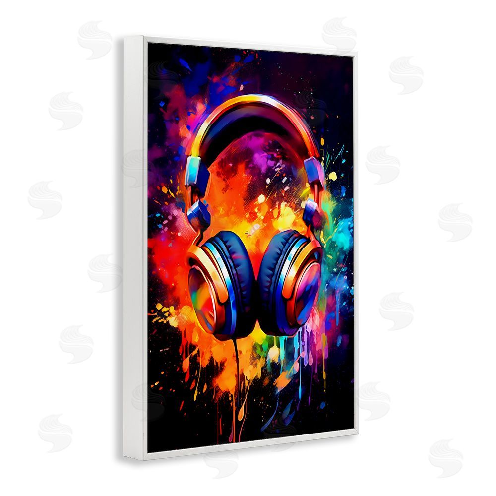 Creative Studio Musical Color Pop Splash White Framed Giclee Wall Art