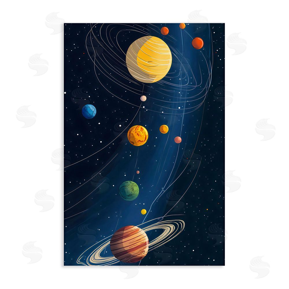 Creative Studio Planets Aligned in Celestial Orbit Stretched Canvas Wall Art