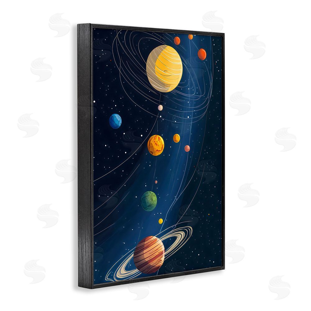 Creative Studio Planets Aligned in Celestial Orbit Black Framed Giclee Wall Art