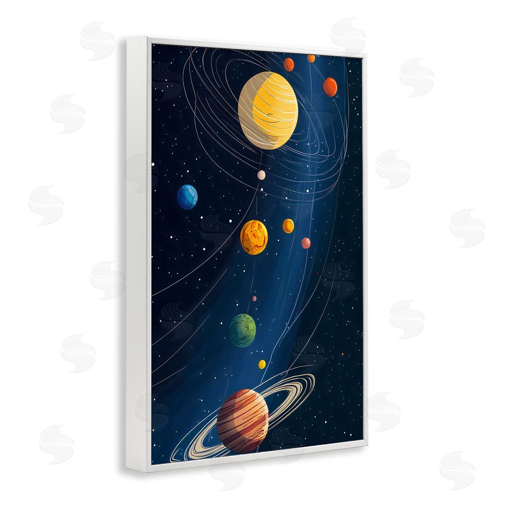 Creative Studio Planets Aligned in Celestial Orbit White Framed Giclee Wall Art