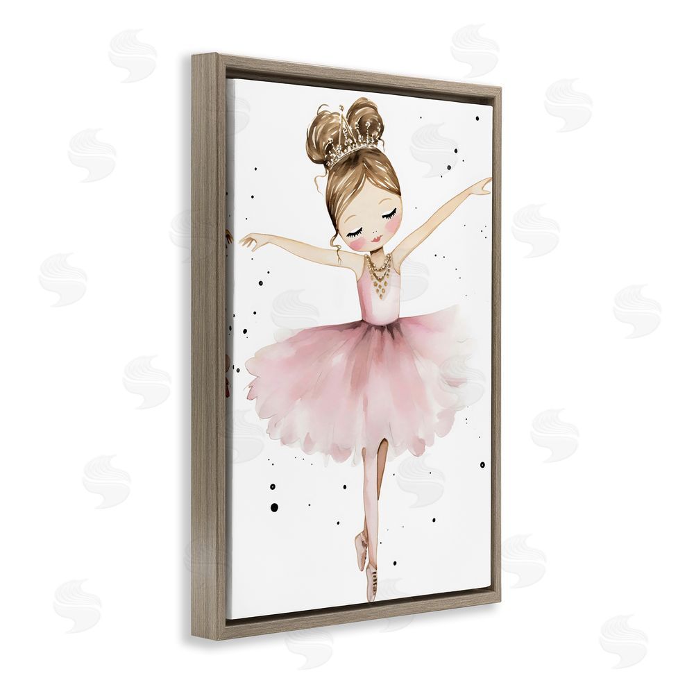 Creative Studio Pointe Princess in Pink Tutu Brown Floating Framed Canvas Wall Art