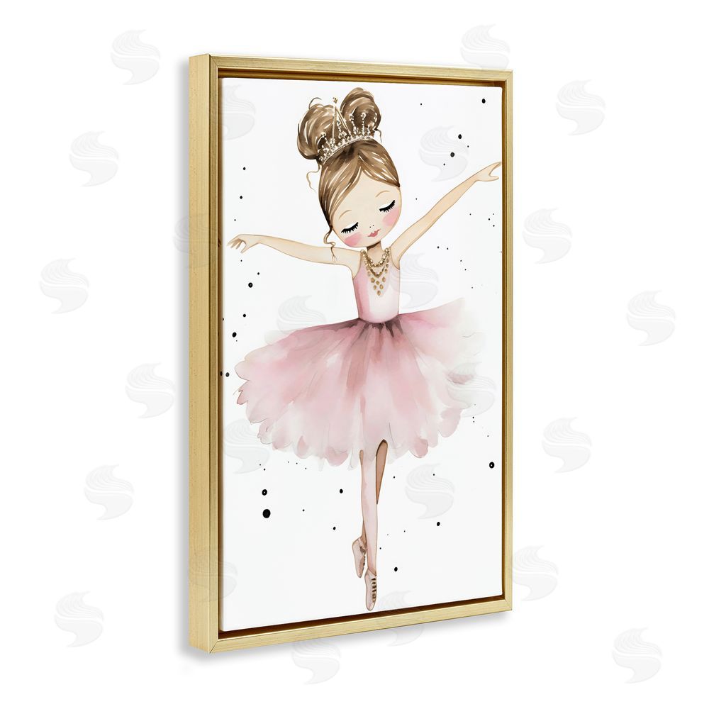 Creative Studio Pointe Princess in Pink Tutu Gold Floating Framed Canvas Wall Art