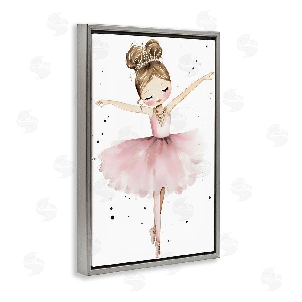 Creative Studio Pointe Princess in Pink Tutu Gray Floating Framed Canvas Wall Art