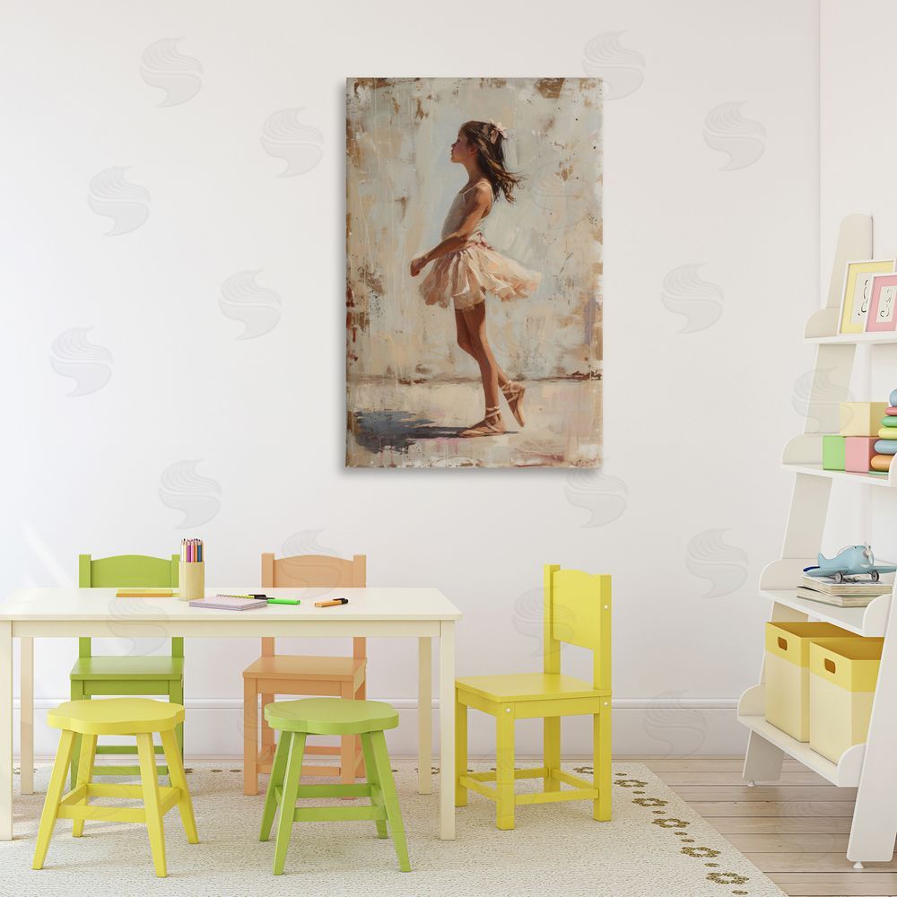 Creative Studio Ballerina in Soft Light Stretched Canvas Wall Art Print in Room