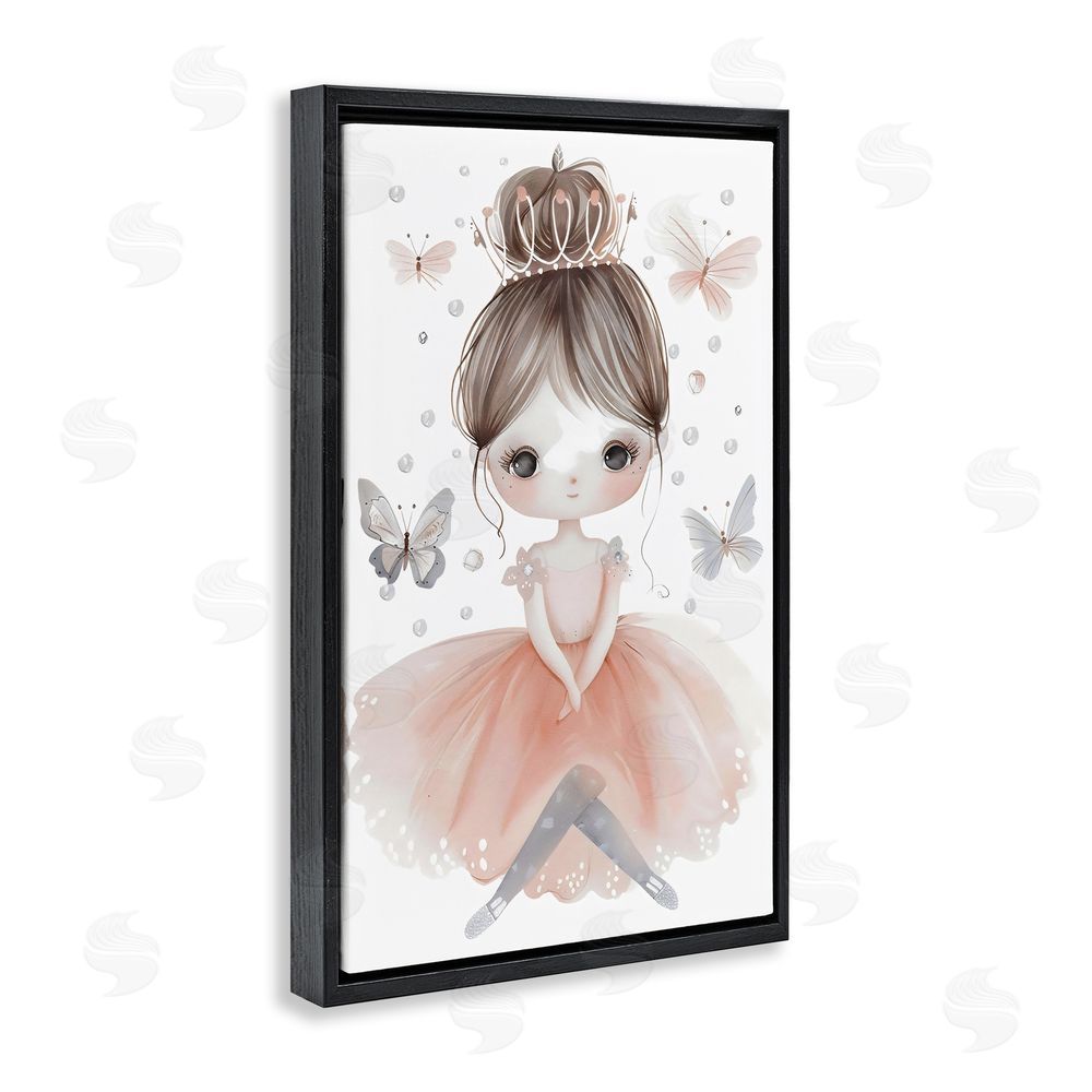Creative Studio Sweet Butterfly Fairytale Princess Black Floating Framed Canvas Wall Art Print