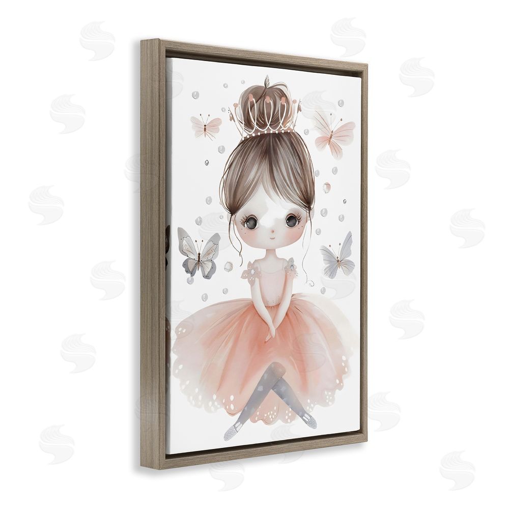 Creative Studio Sweet Butterfly Fairytale Princess Brown Floating Framed Canvas Wall Art Print