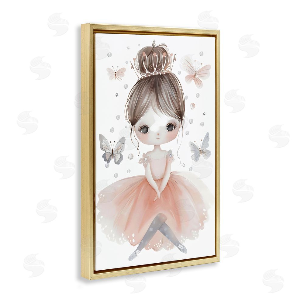 Creative Studio Sweet Butterfly Fairytale Princess Gold Floating Framed Canvas Wall Art Print