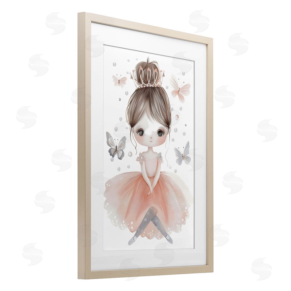 Creative Studio Sweet Butterfly Fairytale Princess Brown Framed Print Under Glass with White Mat Wall Art