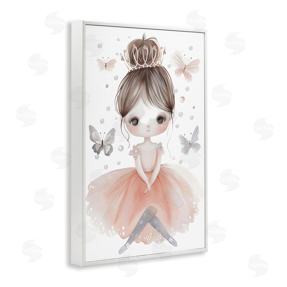 Creative Studio Sweet Butterfly Fairytale Princess White Framed Giclee Wall Art Print