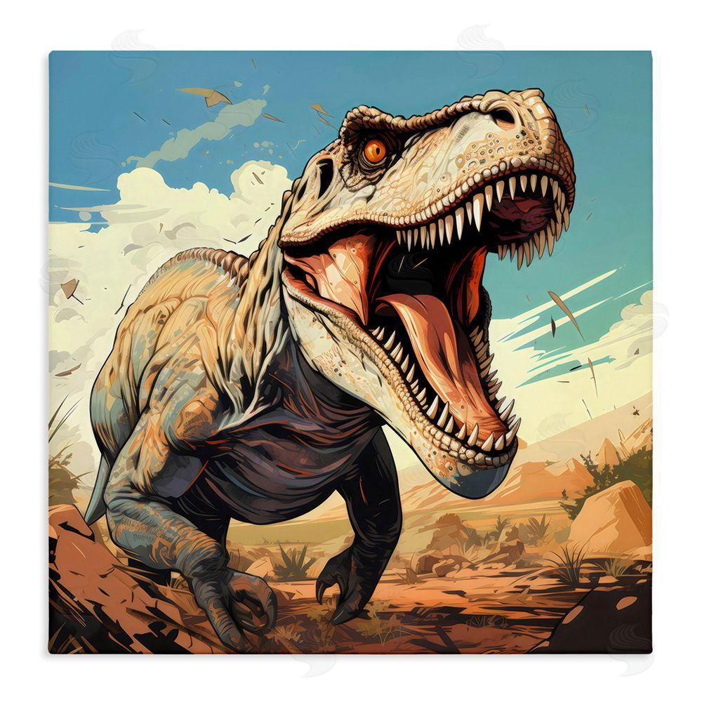Creative Studio Velociraptor Desert Sunset Stretched Canvas Wall Art Print