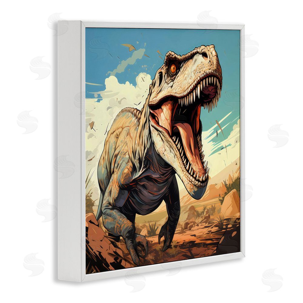 Creative Studio Velociraptor Desert Sunset White Framed Giclee Wall Art Print