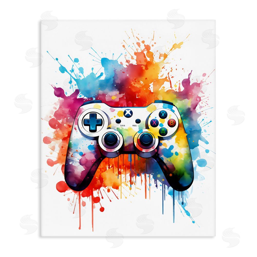 Creative Studio Color Burst Game Controller Stretched Canvas Wall Art