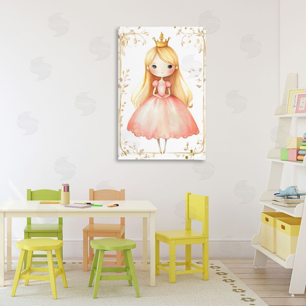 Creative Studio Golden Crown Fairytale Princess Stretched Canvas Wall Art in Room