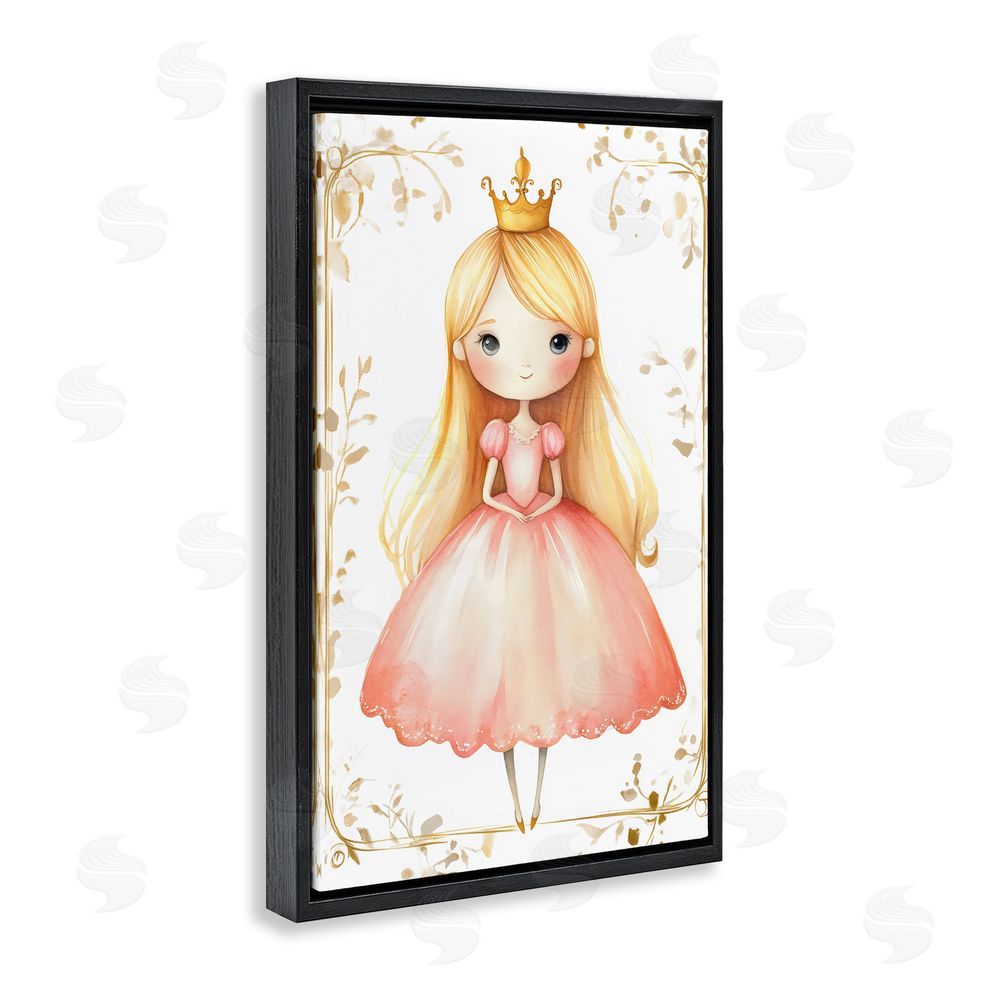 Creative Studio Golden Crown Fairytale Princess Black Floating Framed Canvas Wall Art