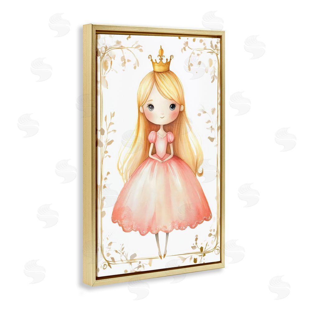 Creative Studio Golden Crown Fairytale Princess Gold Floating Framed Canvas Wall Art