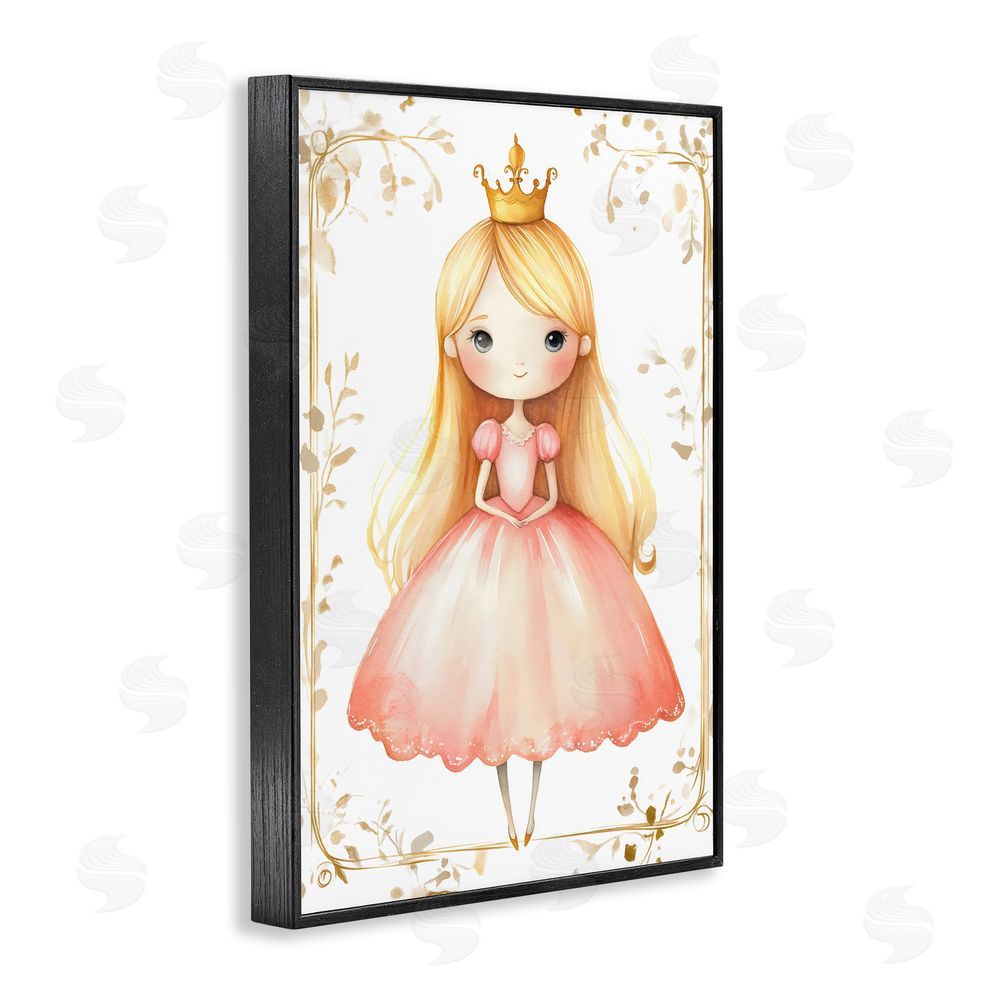 Creative Studio Golden Crown Fairytale Princess Black Framed Giclee Wall Art