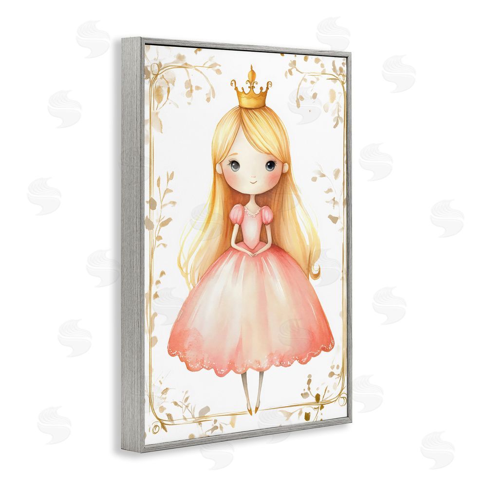 Creative Studio Golden Crown Fairytale Princess Gray Framed Giclee Wall Art