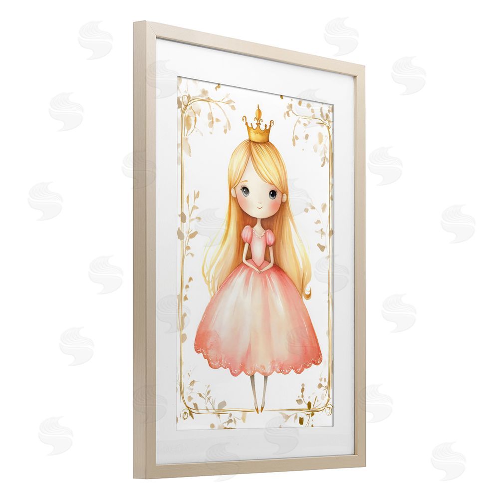Creative Studio Golden Crown Fairytale Princess Brown Framed Print Under Glass Wall Art