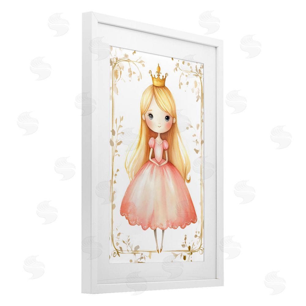 Creative Studio Golden Crown Fairytale Princess White Framed Print Under Glass Wall Art
