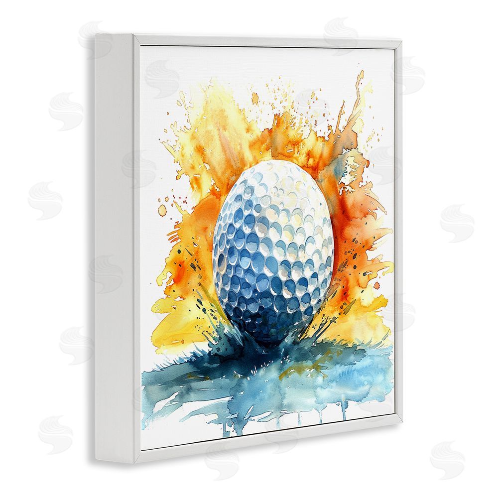 LSR Design Studio Golf Splash Watercolor Burst White Framed Giclee Wall Art