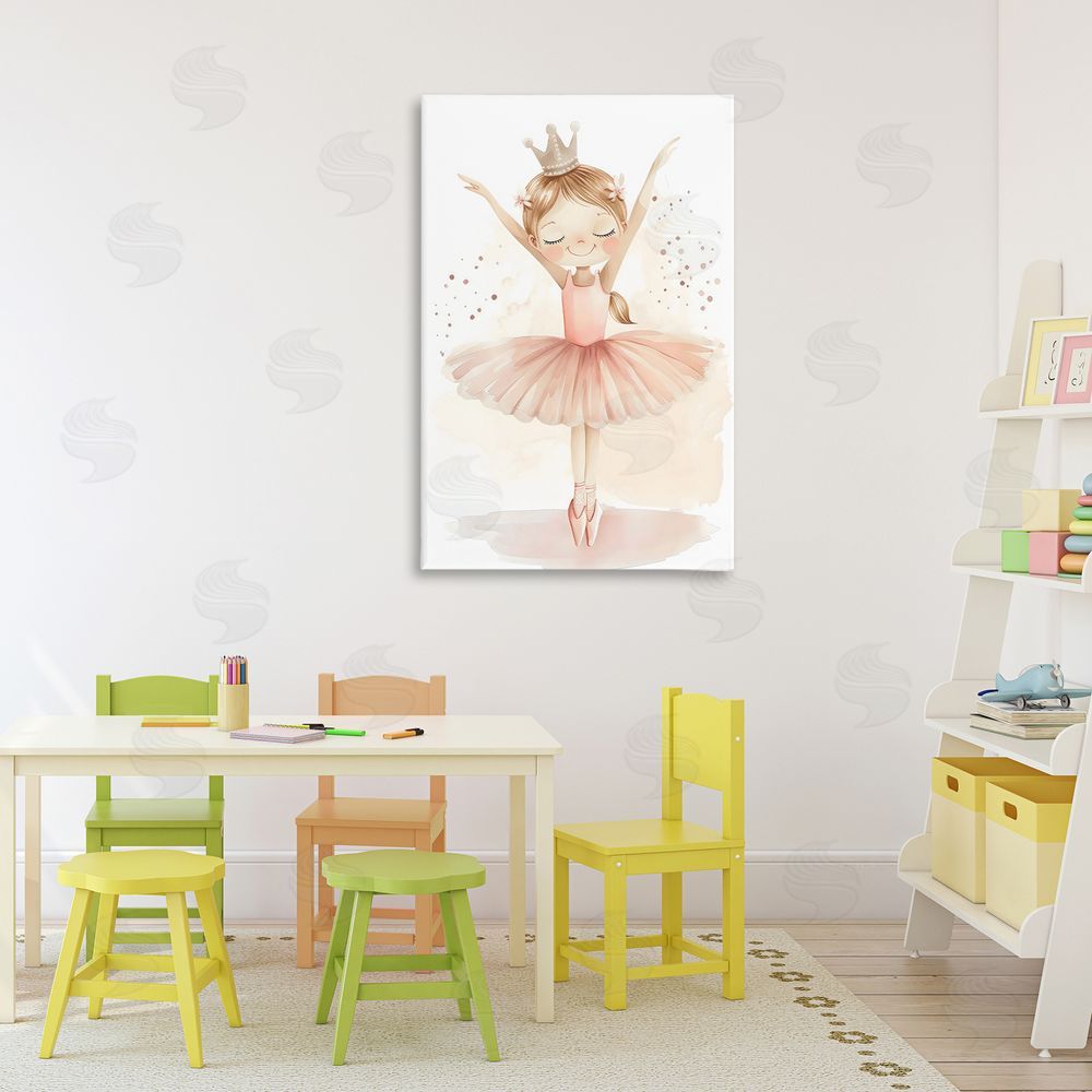 Creative Studio Crowned Ballerina with Flowers Stretched Canvas Wall Art in Room