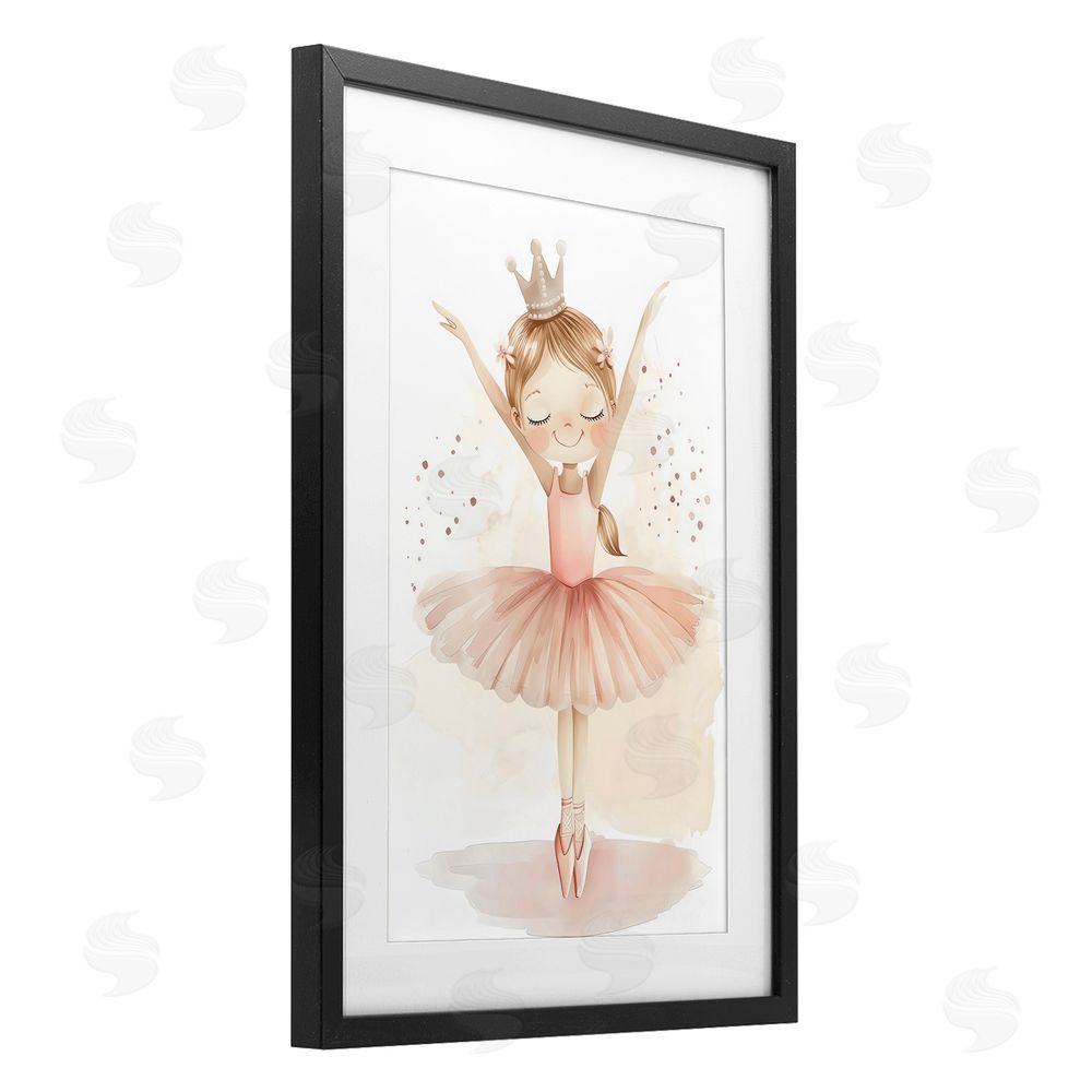 Creative Studio Crowned Ballerina with Flowers Black Framed Print Under Glass Wall Art