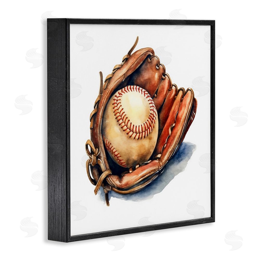 Creative Studio Glove & Ball in Leather Black Framed Giclee Wall Art