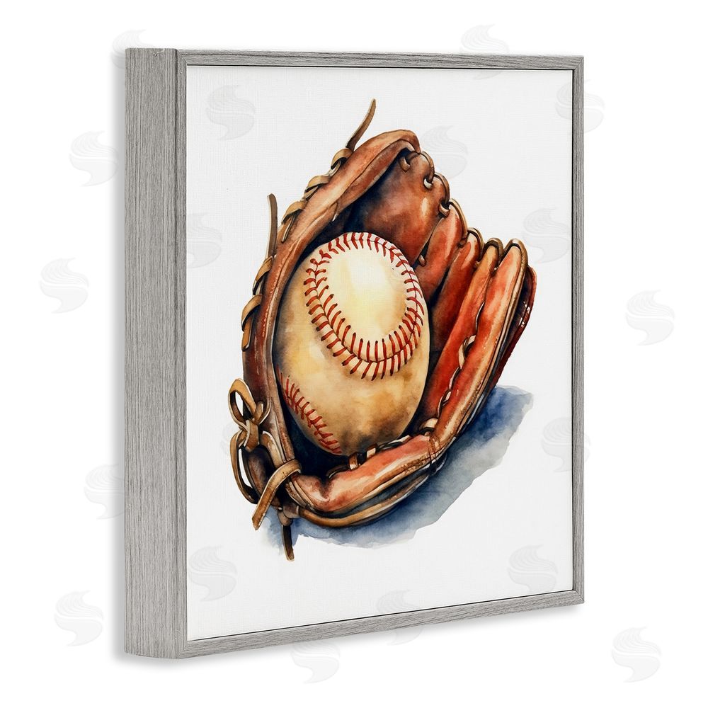 Creative Studio Glove & Ball in Leather Gray Framed Giclee Wall Art